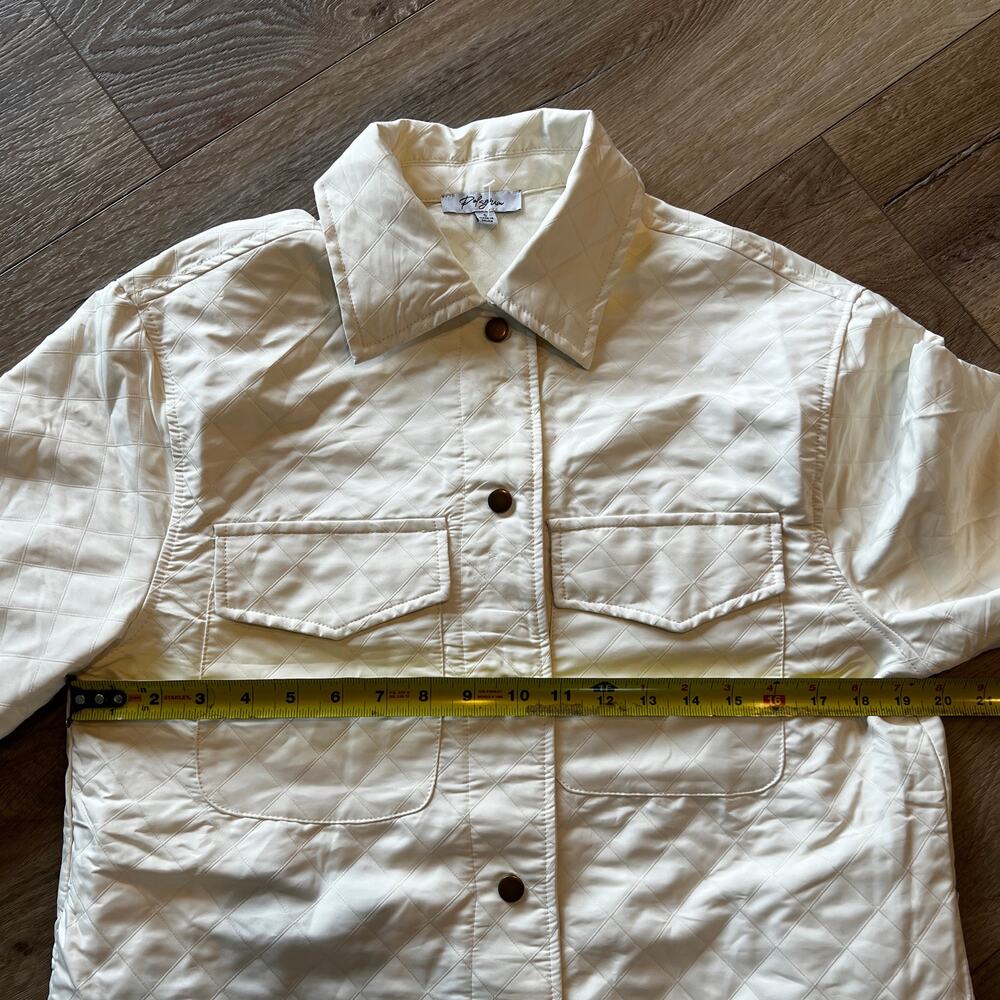 POLAGRAM Women's Quilted Shirt Jacket Size S In Cream - Picture 4 of 7